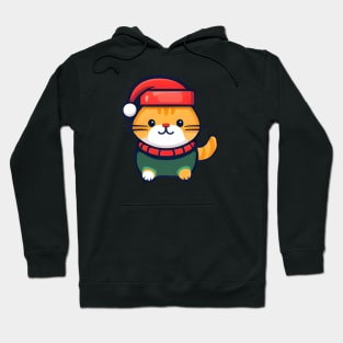 Cute ginger cat in Santa hat Christmas Hoodie